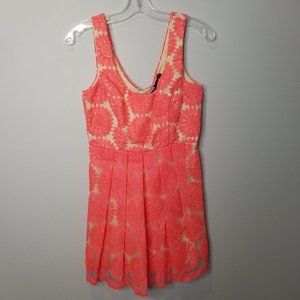 Trixxi Coral Floral Lace Cocktail Party Dress